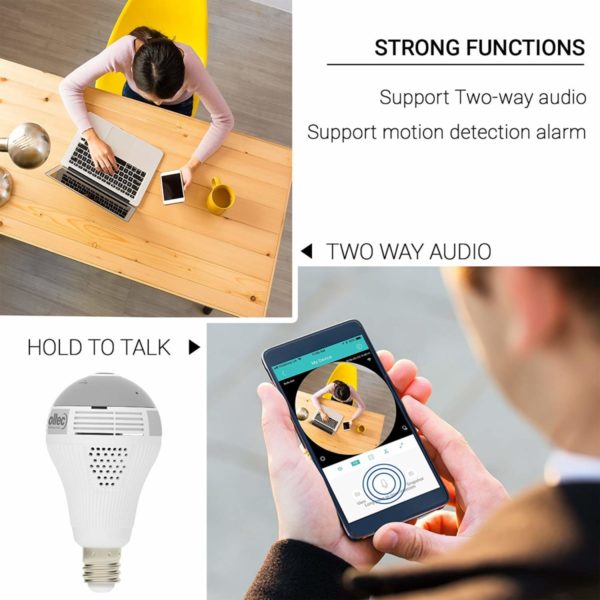 AgueMart HD 360° Wide Angle Fisheye Wireless Wifi LED Light Bulb 960P VR Panoramic IP Camera for iOS Android Phone APP Home Security CCTV Camera System - Image 12
