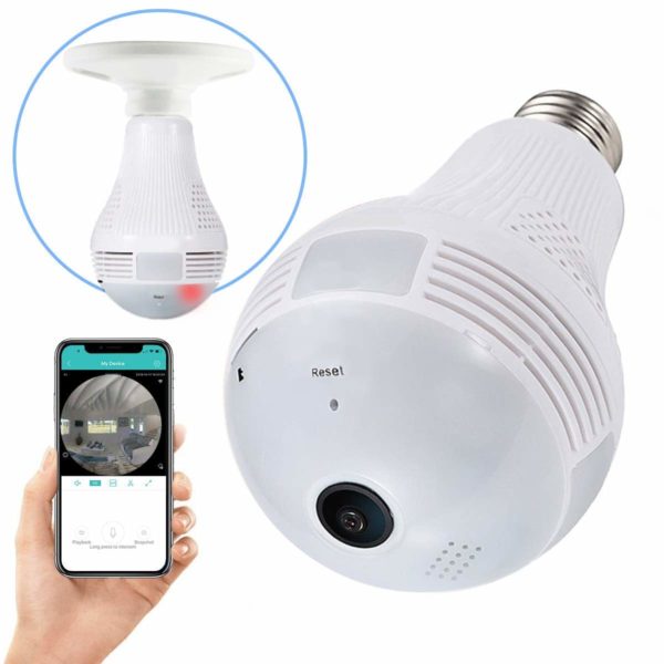 AgueMart HD 360° Wide Angle Fisheye Wireless Wifi LED Light Bulb 960P VR Panoramic IP Camera for iOS Android Phone APP Home Security CCTV Camera System - Image 2