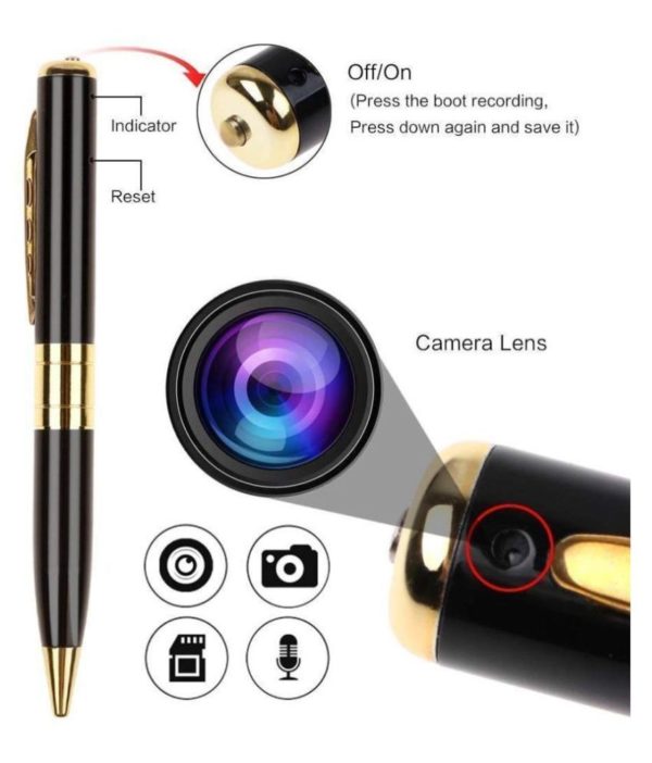AgueMart Gold & Black Spy Video Camera Pen Spy Product - Image 2