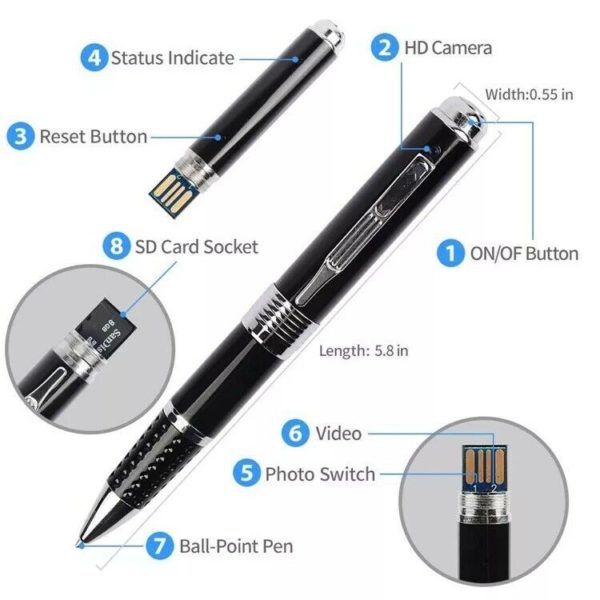 AgueMart Spy 4K Pen Camera With 1920px HD Video Audio Recording 12 Mega Pixel Lens Long Time Recording No Light Flashes While Recording - Image 15