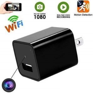 AgueMart WiFi Camera HD 1080P Night Vision Motion Sensor USB Charger P2P Live Hidden Camera DVR Mini Spy Cam for Home Office Collage