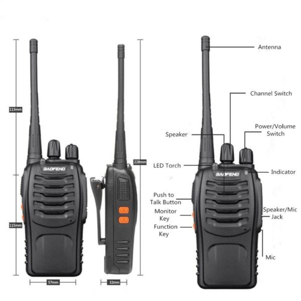 Baofeng BF-888S Walkie Talkies Adults Long Range Two Radios UHF 400-470Mhz 16 Channels 1500mAh Li-ion Rechargeable Battery With Earphone (2 Pack, Black) - Image 5