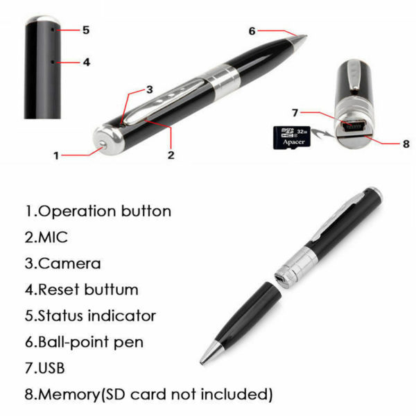 AgueMart Silver & Black Spy Pen Video Camera Upto 32GB Memory Card Supportable - Image 6