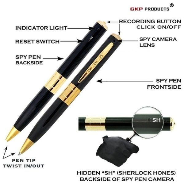 AgueMart Gold & Black Spy Video Camera Pen Spy Product - Image 8