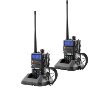 Baofeng 2-Wey BaoFeng UV-5R Dual Band Two Way Radio (Pack of 2Pcs) UHF/VHF 136-174/400-520 MHz FM Transceiver Ham Amateur Radio Walkie Talkies with Earphone Black