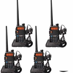 Baofeng UV-5R Dual Band Two Way Radio (Pack of 4 Pcs) UHF/VHF 136-174/400-520 MHz FM Transceiver Ham Amateur Radio Walkie Talkies with Earphone Black