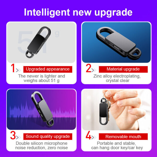 AgueMart 8GB Voice Activated Mini Recorder with Playback Digital Keychain Voice Recorder Upgraded Small Key Chain Recording Device for Lectures, Meetings, Interviews, Portable Audio Recorder (Pack of 01) - Image 10