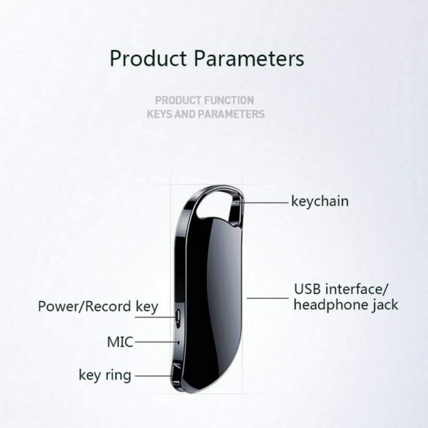 Aguemart Key Chain Voice Recorder Voice Activated Recorder with Noise Reduction, Small Audio Recording Device for Home, Password Protection, Office, Lecture, Interview, Meeting (Pack of 01) - Image 9