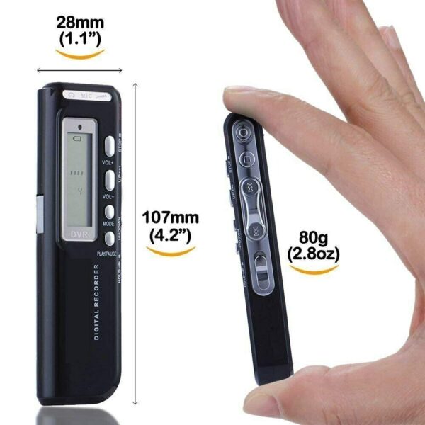 AgueMart Spy Digital Voice Activated Recorder for Lectures/Meetings/Class, 8GB Memory, Store 160 Hours Sound/Audio Recording Dictaphone Device with Playback,MP3 Payer,Display (Pack of 01) - Image 3