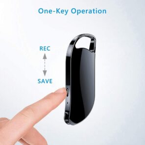 Aguemart Key Chain Voice Recorder Voice Activated Recorder with Noise Reduction, Small Audio Recording Device for Home, Password Protection, Office, Lecture, Interview, Meeting (Pack of 01)