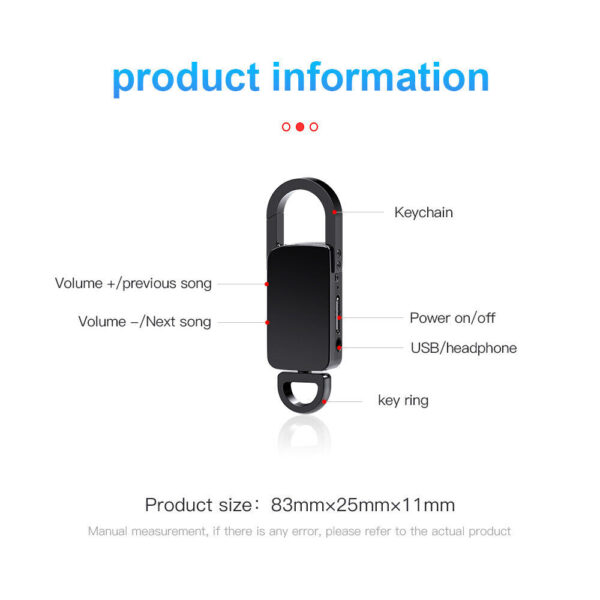 AgueMart 8GB Voice Activated Mini Recorder with Playback Digital Keychain Voice Recorder Upgraded Small Key Chain Recording Device for Lectures, Meetings, Interviews, Portable Audio Recorder (Pack of 01) - Image 7