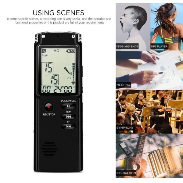 AgueMart Professional Digital Voice Recorder 8GB Sound Audio Recorder Time Display USB Built-in Microphone MP3 Player with Speaker for Home/Office/Meeting/Classes/Lectures/Speech/Interviews-Pack of 01 - Image 6