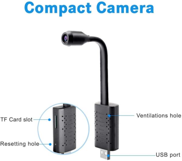 AgueMart® WiFi Spy /Hidden USB WiFi Camera, Mini HD 1080p HD USB Universal Interface WiFi Mini Flexi Neck Camera, Loop Recording, Wide Angle, Live View on Mobile App - Image 3