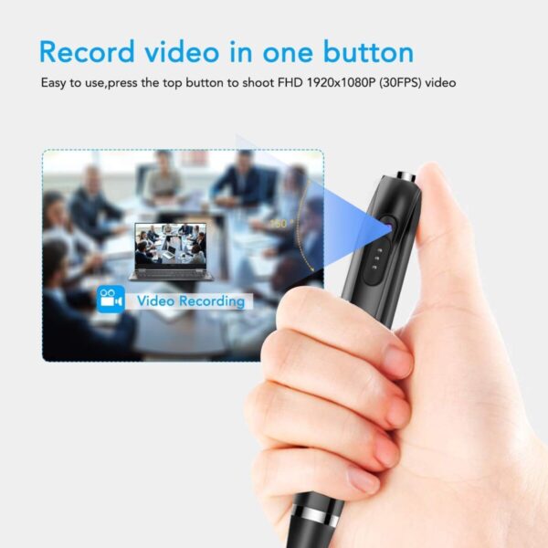AgueMart® Ultra HD Pen Camera with 1080p Video & Audio Recording 75 Minutes Without Flashing Lens Cover Slim Shape Pen Cam Support 64GB Card (not Included)for Home/Office/ClassRoom/Business Meeting Black - Image 4
