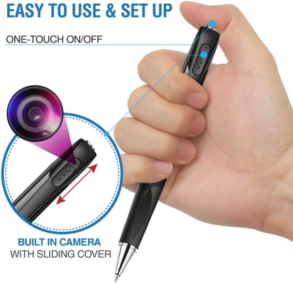 AgueMart® Ultra HD Pen Camera with 1080p Video & Audio Recording 75 Minutes Without Flashing Lens Cover Slim Shape Pen Cam Support 64GB Card (not Included)for Home/Office/ClassRoom/Business Meeting Black - Image 6