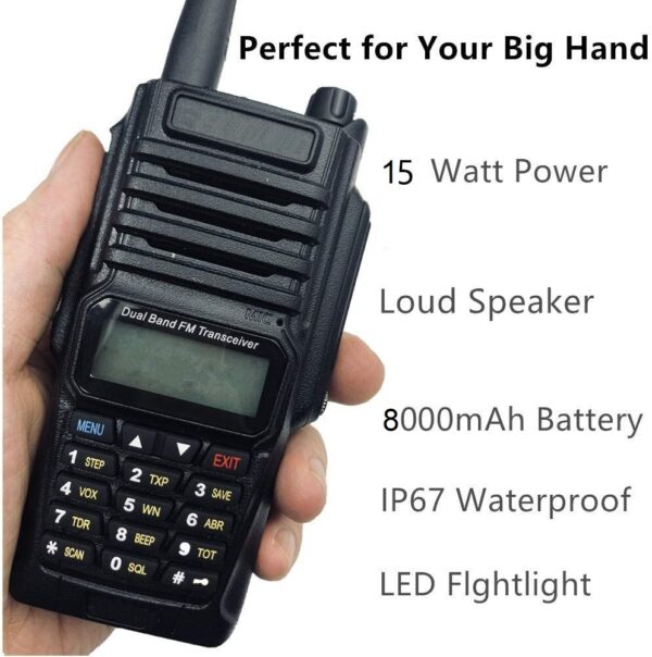 AgueMart 5W UR9R Plus Upgrade Version Two Way Radio VHF UHF Walkie Talkie Waterproof for CB Ham (Pack of 1) - Image 6