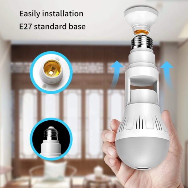 Aguemart® WiFi Light Bulb Shape Camera 1080P HD, Wireless 360 Degree Panoramic IP Camera, Lamp Surveillance Camera with Floodlight and Night Vision, Motion Detection, Alarm Events, V380 Pro App - Image 5
