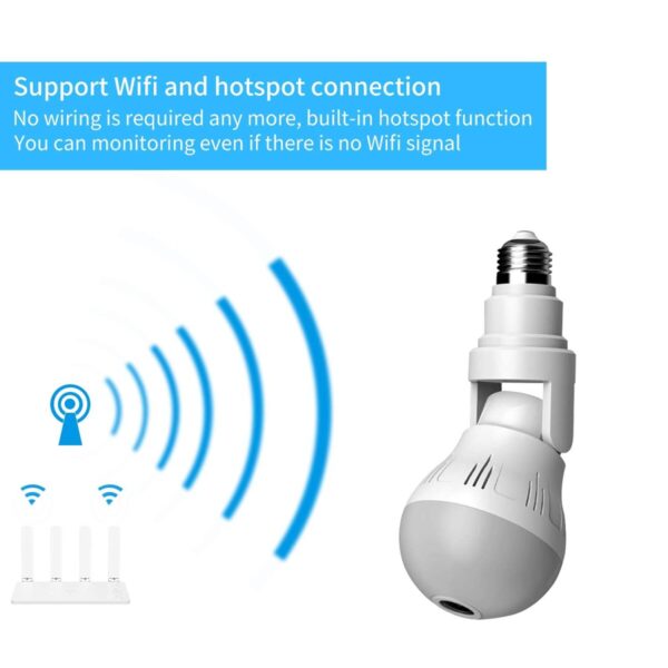 Aguemart® WiFi Light Bulb Shape Camera 1080P HD, Wireless 360 Degree Panoramic IP Camera, Lamp Surveillance Camera with Floodlight and Night Vision, Motion Detection, Alarm Events, V380 Pro App - Image 2