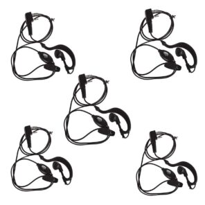 Aguemart 2.5mm/3.5mm Jack Wired Over Ear PTT Earphone with Mic 2-Pin for Walkie Talkie 4Pcs- Black