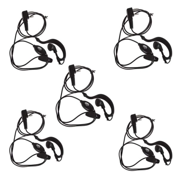 Aguemart 2.5mm/3.5mm Jack Wired Over Ear PTT Earphone with Mic 2-Pin for Walkie Talkie 4Pcs- Black