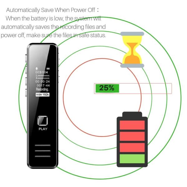 Aguemart Mini Digital LCD Display Voice Recorder Upto 32GB Memory Supportable Professional Audio Recorder MP3 Player TF Card Dictaphone Record Microphone Sound Recording - Image 7