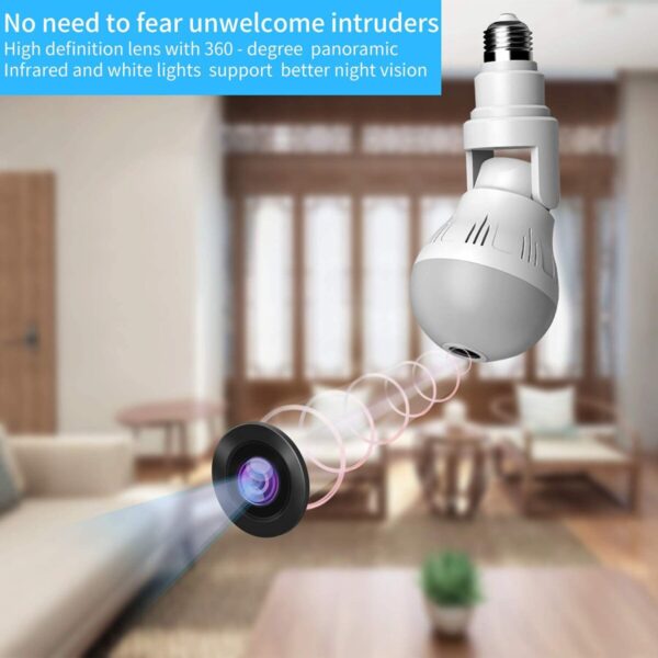 Aguemart® WiFi Light Bulb Shape Camera 1080P HD, Wireless 360 Degree Panoramic IP Camera, Lamp Surveillance Camera with Floodlight and Night Vision, Motion Detection, Alarm Events, V380 Pro App - Image 6