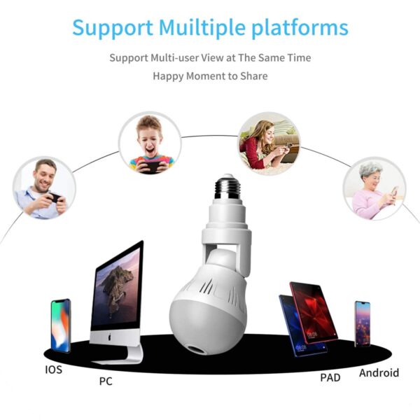 Aguemart® WiFi Light Bulb Shape Camera 1080P HD, Wireless 360 Degree Panoramic IP Camera, Lamp Surveillance Camera with Floodlight and Night Vision, Motion Detection, Alarm Events, V380 Pro App - Image 8