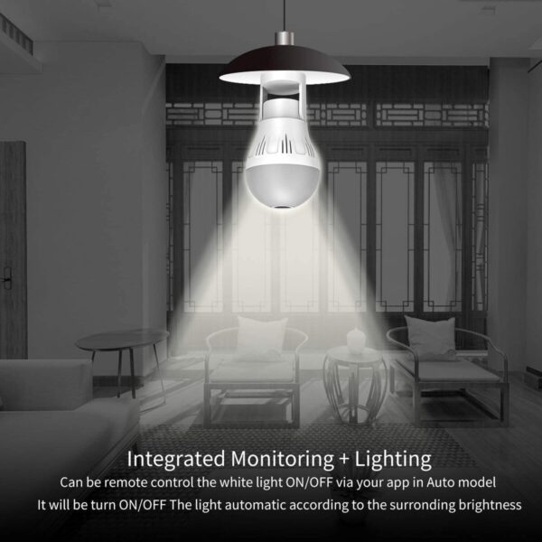 Aguemart® WiFi Light Bulb Shape Camera 1080P HD, Wireless 360 Degree Panoramic IP Camera, Lamp Surveillance Camera with Floodlight and Night Vision, Motion Detection, Alarm Events, V380 Pro App - Image 9