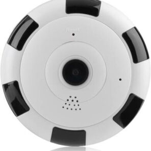 Aguemart Fish Eye Black Circle Wireless 360* Panoramic WiFi IP Audio/Video Camera with Infrared Night Vision, Live View, Two Way Communication, Motion Detection, Remote View On Mobile