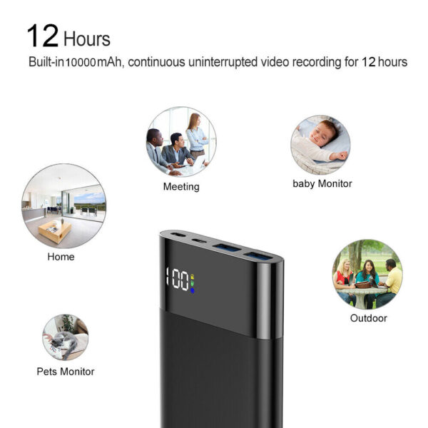 Sekuai New WiFi Security Power Bank Camera 4k 10000mAh | Motion Detection, Night Vision, Live View Real-time Monitoring Video Audio Recording - Image 2