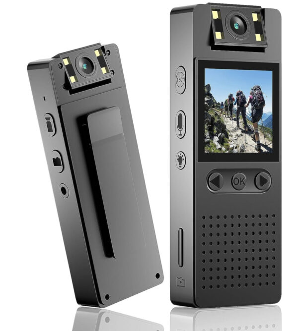 Sekuai Latest Body Mounted Compact Portable WiFi 1080p HD Security DVR Camera with Easy Pocket Clip for Mounting, 1.3" LCD Display, Night Vision, Single Button Easy Operation Outdoor/Indoor