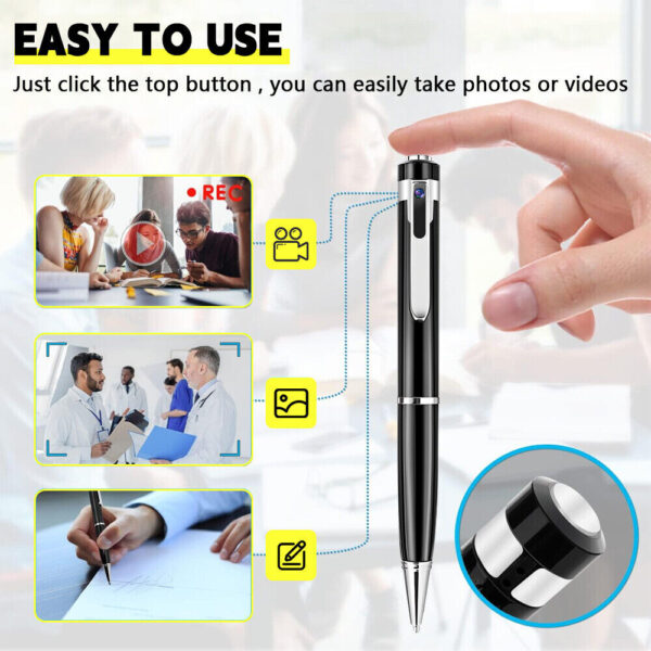 Sekuai Upgraded Mini Hidden Pen Camera 1080p Full HD Video or Picture Taking - Secret Camera with Wide Angle Lens, Rechargeable Multifunction Ink Pen for Business, Conference and School - Image 2