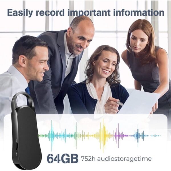 Sekuai 64GB Digital Spy Voice Recorder, Keychain Voice Activated Recorder, 25 Hours Battery Backup, 348 Hours Recording Audio Recording - Image 2