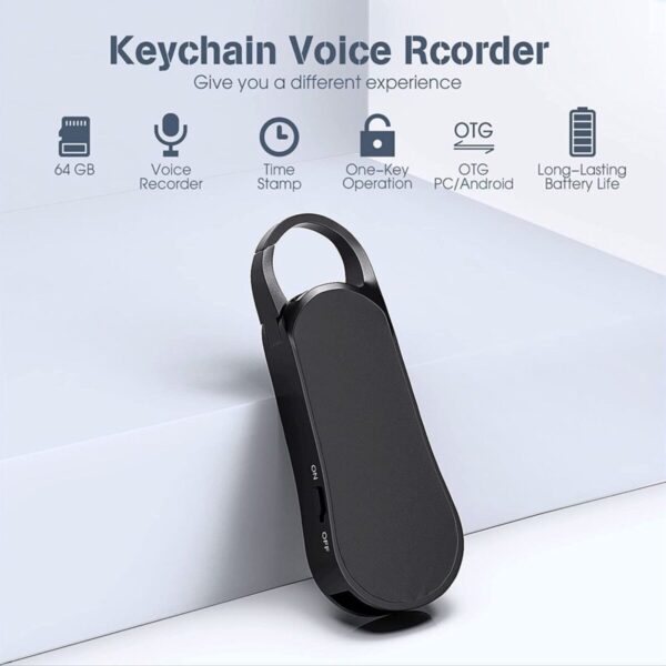 Sekuai 64GB Digital Spy Voice Recorder, Keychain Voice Activated Recorder, 25 Hours Battery Backup, 348 Hours Recording Audio Recording - Image 3