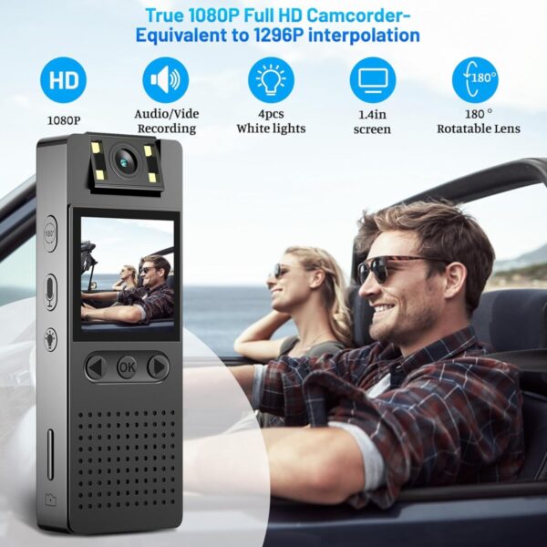 Sekuai Latest Body Mounted Compact Portable WiFi 1080p HD Security DVR Camera with Easy Pocket Clip for Mounting, 1.3" LCD Display, Night Vision, Single Button Easy Operation Outdoor/Indoor - Image 4