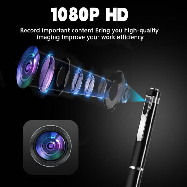 Sekuai Upgraded Mini Hidden Pen Camera 1080p Full HD Video or Picture Taking - Secret Camera with Wide Angle Lens, Rechargeable Multifunction Ink Pen for Business, Conference and School - Image 6