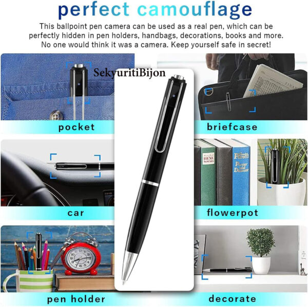 SekyuritiBijon FHD 1080P Pen Camera, Video Recorder with Photo Taking, Portable Digital Mini Covert DV Cam Multifunction Ink Pen for Business, Conference and School - Image 3
