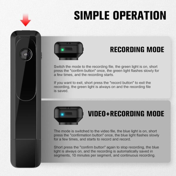 Sekuai 1080p Pocket Body Camera Full HD Video Recording with Audio Portable Secret Camera for Home Security, No WiFi Needed Indoor/Outdoor Surveillance Camera - Image 3
