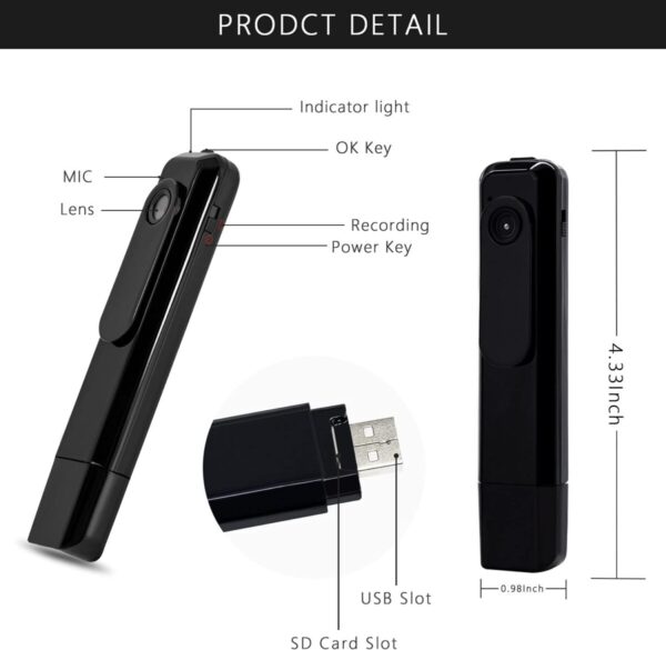 Sekuai 1080p Pocket Body Camera Full HD Video Recording with Audio Portable Secret Camera for Home Security, No WiFi Needed Indoor/Outdoor Surveillance Camera - Image 6