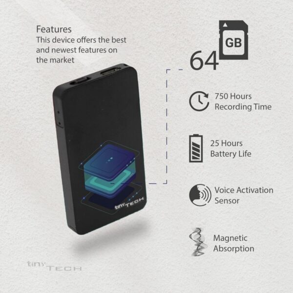 SekyuritiBijon 64GB Inbuilt Memory Slimmest Mini Digital Voice Activated Audio Recorder with 750 Hours Recording Capacity and 30 Hours Battery Time After Single Charge, Metal Case, Voice Recording - Image 4