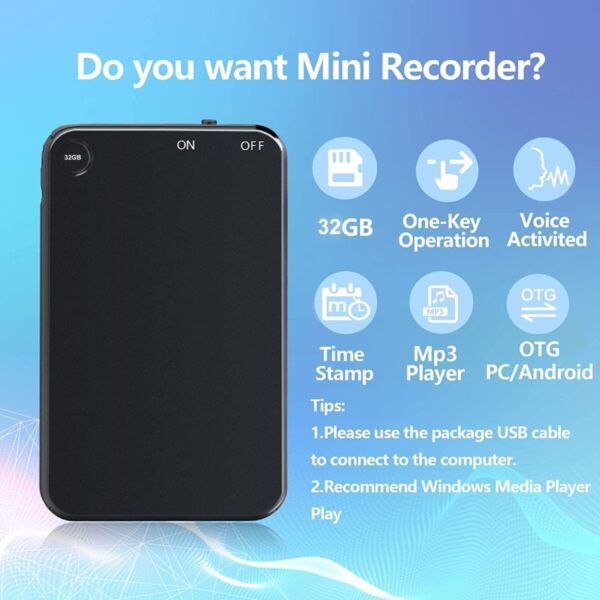 SekyuritiBijon 64GB Inbuilt Memory Slimmest Mini Digital Voice Activated Audio Recorder with 750 Hours Recording Capacity and 30 Hours Battery Time After Single Charge, Metal Case, Voice Recording - Image 6