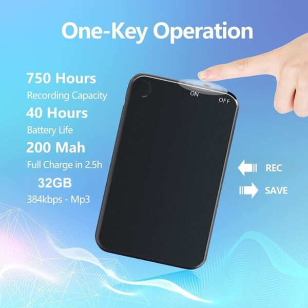 SekyuritiBijon 64GB Inbuilt Memory Slimmest Mini Digital Voice Activated Audio Recorder with 750 Hours Recording Capacity and 30 Hours Battery Time After Single Charge, Metal Case, Voice Recording - Image 7