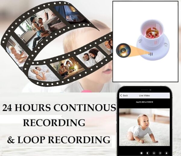Full HD WiFi 1080P Bulb Holder Mini Security Camera with Video Recording Watch Live 24 Hours - Image 8
