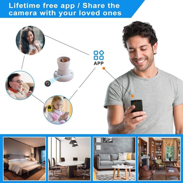 Full HD WiFi 1080P Bulb Holder Mini Security Camera with Video Recording Watch Live 24 Hours - Image 5