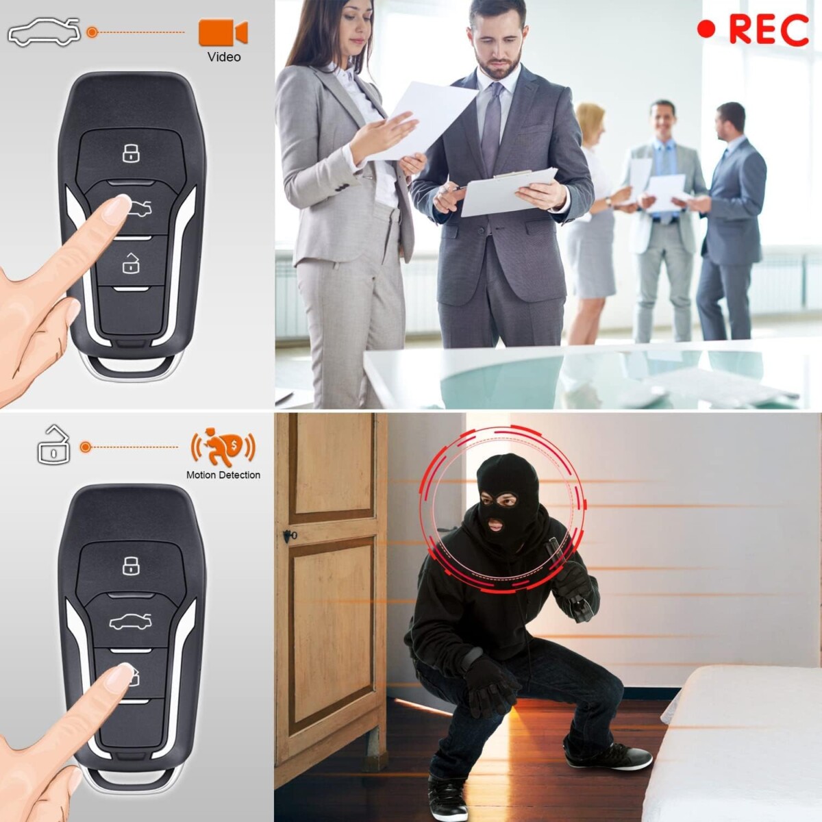 Premium Portable Mini Keychain Audio Video Hidden Camera Car Key Fob, New Version 1080P HD Small Security DVR Camera, Long Battery Indoor and Outdoor - Image 4