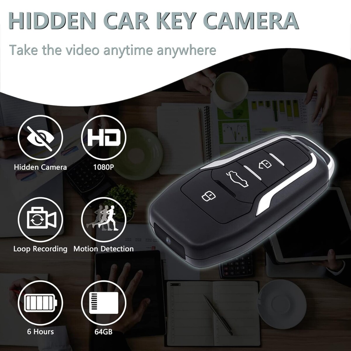 Premium Portable Mini Keychain Audio Video Hidden Camera Car Key Fob, New Version 1080P HD Small Security DVR Camera, Long Battery Indoor and Outdoor - Image 7