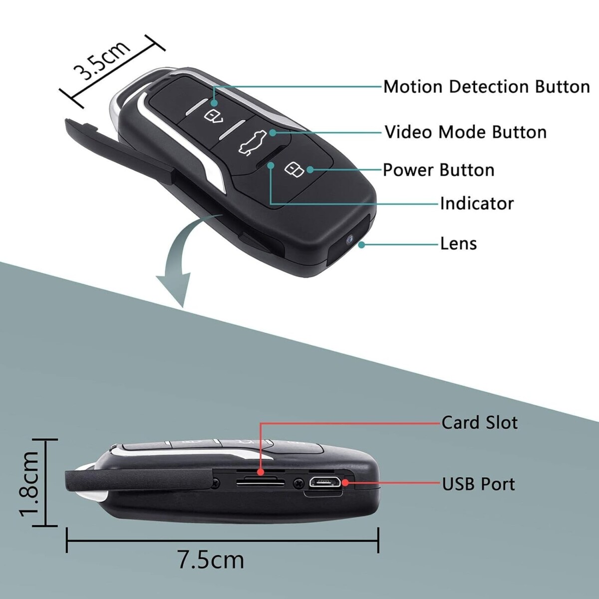 Premium Portable Mini Keychain Audio Video Hidden Camera Car Key Fob, New Version 1080P HD Small Security DVR Camera, Long Battery Indoor and Outdoor - Image 8